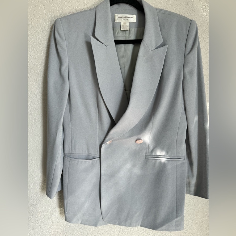 JONES NEW YORK Light Gray Petite Blazer